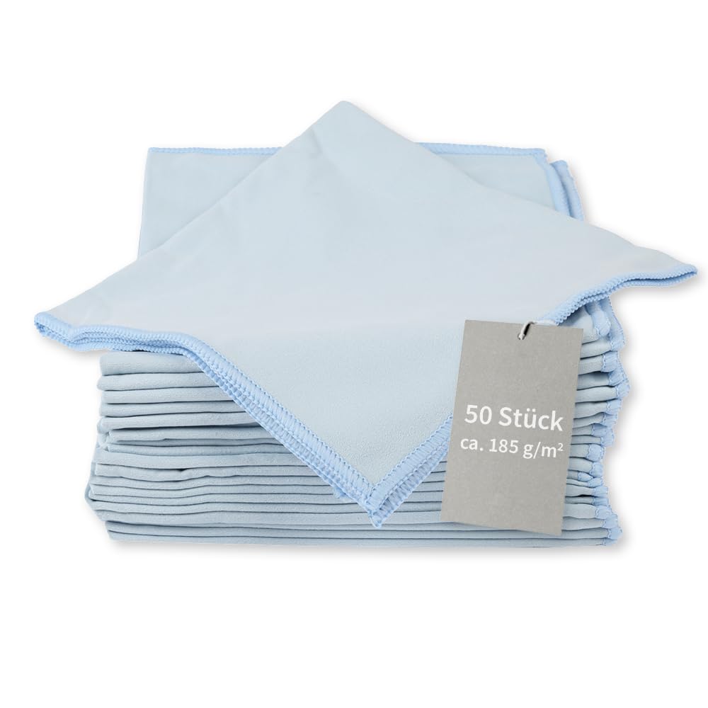 50 Stück Hygoclean Mikrofasertücher Micro Master Dishes | Polyester/Polyamid, blau, L: 40cm, B: 40cm, 185gr-m², Karton, Putztücher, Reinigungstuch, poliertücher, Microfasertücher, Staubtuch
