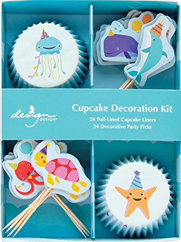 Design Design 662-09427 Ocean Splash Birthday Cupcake Decoration Kit, Multicolor