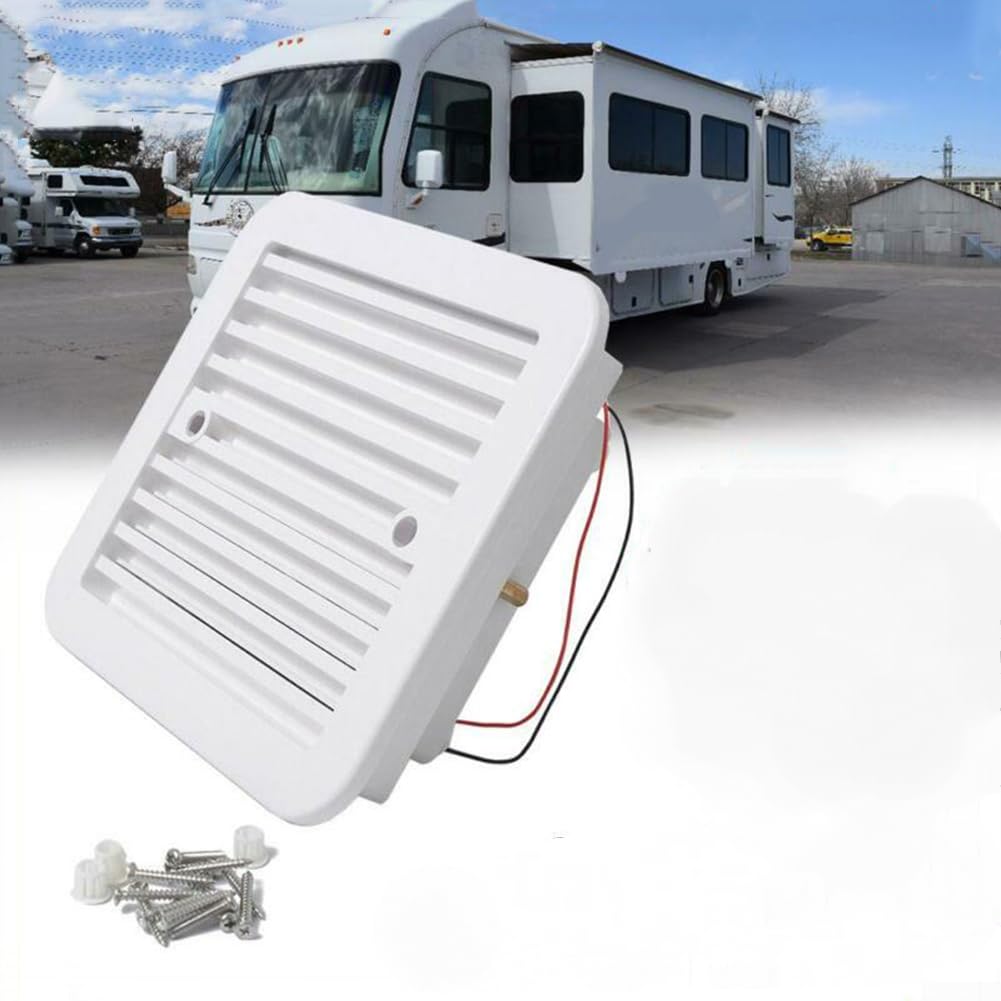 Ventilador De Escape Lateral Para Caravana 12V - Extractor De Aire, Plástico, Medidas 205x186x68 Mm, Blanco/negro