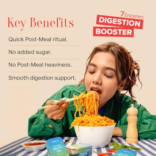 Image of The Good Bug Post Meal Digestive Mints - Peppermint | Post Meal Digestion Booster | 7 Digestive Enzymes | Helps Reduce Post-Meal Heaviness, Bloating, Acidity & Discomfort | No Added Sugar | 28 Mints (14 x 2 Packs) (Pack Of 2, Peppermint)