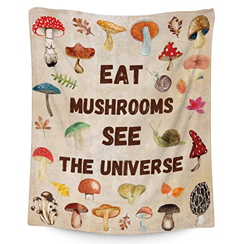 Mercuryelf Mushroom Throw Blanket - Soft, Fuzzy & Warm - 30x40 Inches Small Blankets for Lap, Crib - Beige Vintage Throws Gift for Mushroom Lovers