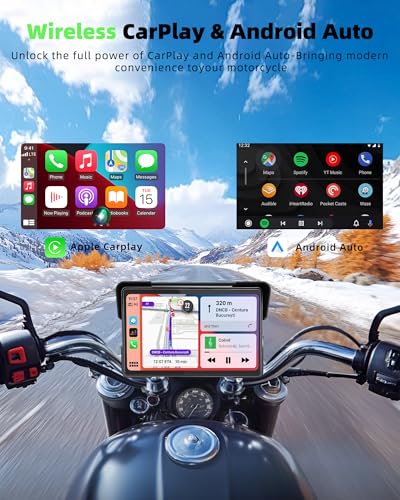 Image of 【Clearance】 2026 Motorcycle CarPlay Screen & Android Auto 7 inch Pantalla Carplay Screen Bluetooth IP67 Waterproof GPS Navigation System por Moto Motorbike with Touchscreen Bluetooth Anti-Glare
