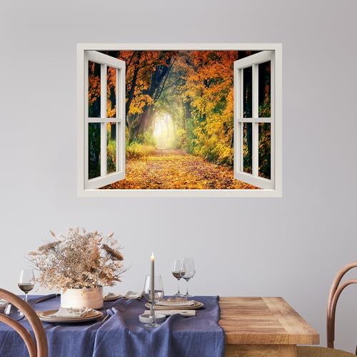wall26 Wall Sticker Path Through Autumn Fall Season Tree Forest