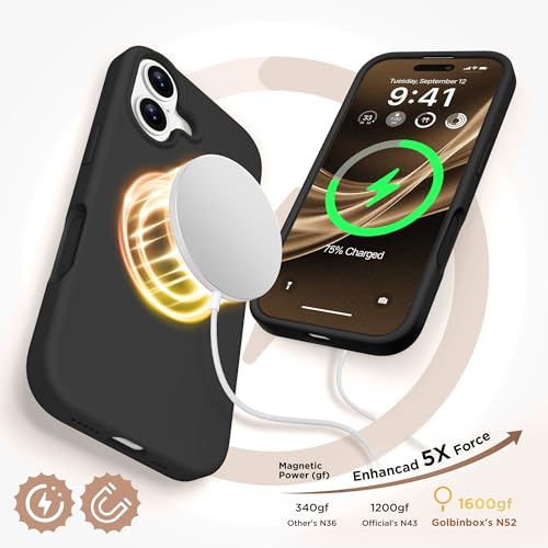 Image of GolbinBox Magnetic for iPhone 17 Case, Silicone Cover, Black