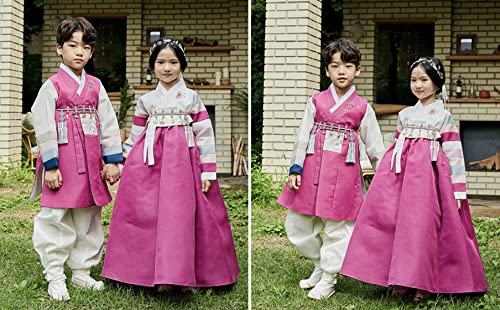 Korean Baby Girl Hanbok for 100~15y/o White Jeogori Magenta Girl Hanbok Baby Kids Korean Dress4