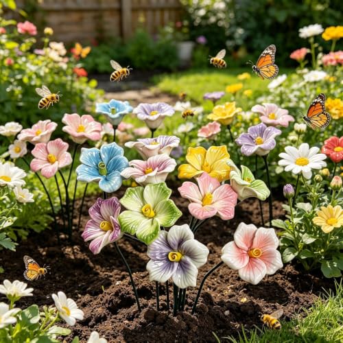 Abreuvoir à abeilles pour jardin avec 10 tuteurs fleurs céramique - 3