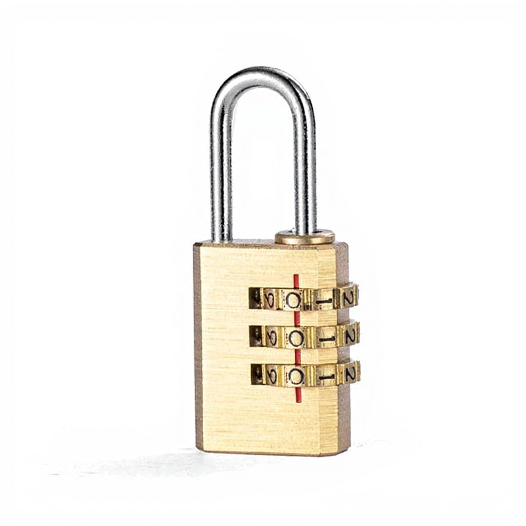 Mini Luggage Padlock | Curved 3-Wheel 4-Wheel Password Lock in Gold Brass | Small Secure Solution for Travel, Doors, Cabinets, Banks | Customizable for Border Export | Durable-image-12