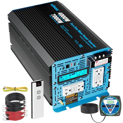 GIANDEL 4000 Watt 24 V Pure Sine Wave Power Inverter 7000Watt Surge UL458 Listed GFCI Outlets Inverter 24V DC to 120V AC FCC Approved Remote with Battery Level for RVs Campers Off Grid Solar Setup
