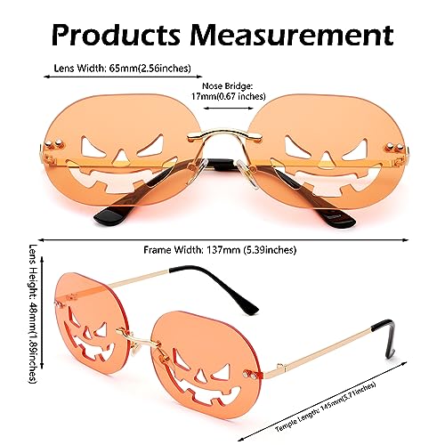 LIU·WEN Rimless Pumpkins Sunglasses for Men/Women Trendy Party Halloween Sun Glasses(Orange)2