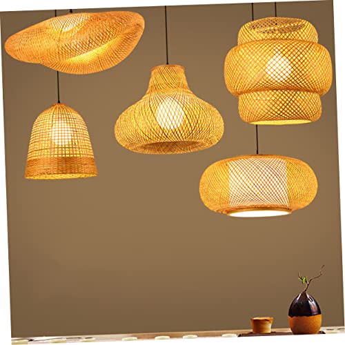 DOITOOL 1 Peça Lustre De Bambu Lustre Vintage Decoração Rústica Luminária De Teto Rattan Lâmpada Hot