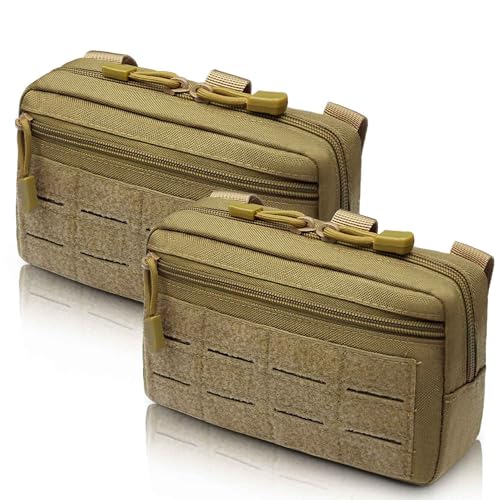 2 Pack Molle Pouches - Tactical Compact Water-Resistant Utility Admin Pouch for Vest Backpack Duty Belt Tactical Vests