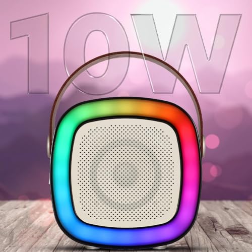 Image of Party POP LM BT1116 Bluetooth Speaker: 10W RMS Stereo Sound, Wireless Mic, 3 Voice Converters, RGB Lights, 8Hrs Music, Multi-Compatibility, Type-C Charging