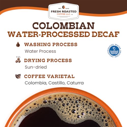 Image of Fresh Roasted Coffee, 100% Colombian Water-Processed Decaf Drip Ground Coffee, Medium Roast, Kosher, 12 oz