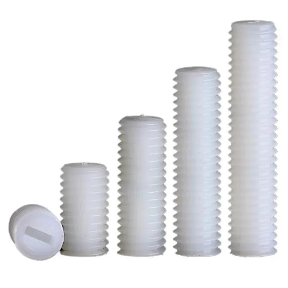 Nylon Stelschroeven – Wit, Platte Punt, M3 Tot M12, 4-50 Mm – Set Van 30, Kunststof Isolatie, Koploos