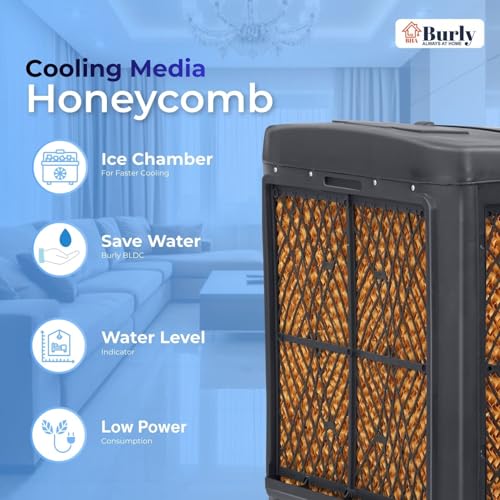 Image of Bhaburly EV 90L Desert Air Cooler for Home BLDC Motor110W Smart Water Saving Touch Remote Control Empty Tank Alarm Timer & Swing Function 16 Inch Fan Blade Energy Efficient Cooler 5 Yr Motor Warranty