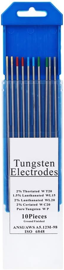 Kingsrey TIG Welding Tungsten Electrodes Diam.1.6mm, 1.6x175mm 10pcs Mixed Packaging
