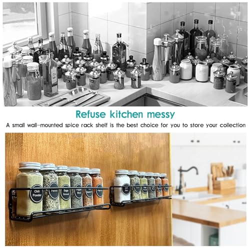 Spice Rack 4 Pack Spice Rack Wall Mounted Organizer with Adhesive Stickers & Screws for kitchen condiments - Image 3