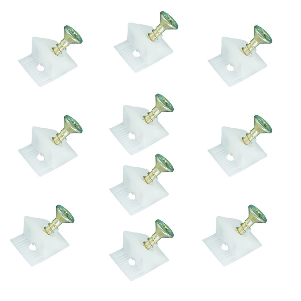 TopHomer 10 Packs 45 Degree Drawer Bottom Sagging Repair Wedge Kit, Plastic Angle Code Bracket Fastener with Screws for Furniture Sagging Drawer (Back Plate Buckle+3.5x16mm Colorful Screw)