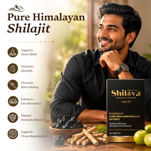 Image of Pure Himalayan Shilajit Tablets - 60 Tablets | 8-Herb Ayurvedic Formula with Ashwagandha, Hadjod & Amla | Stamina, Strength, Joint Support & Natural Iron | For Men & Women