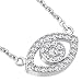 925 Sterling Silver White CZ Womens Evil Eye Hamsa Pendant Necklace