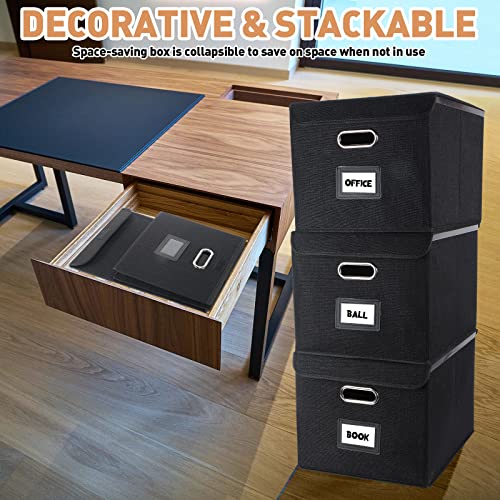 Amylove 3 Packs Collapsible File Storage Boxes With Lids, 15X12.8X10.8 Inch Linen Office Document Storage Box File Boxes With Plastic Slide For Hanging Letter/Legal Folder, For Home/Office Cabinet #TOP6