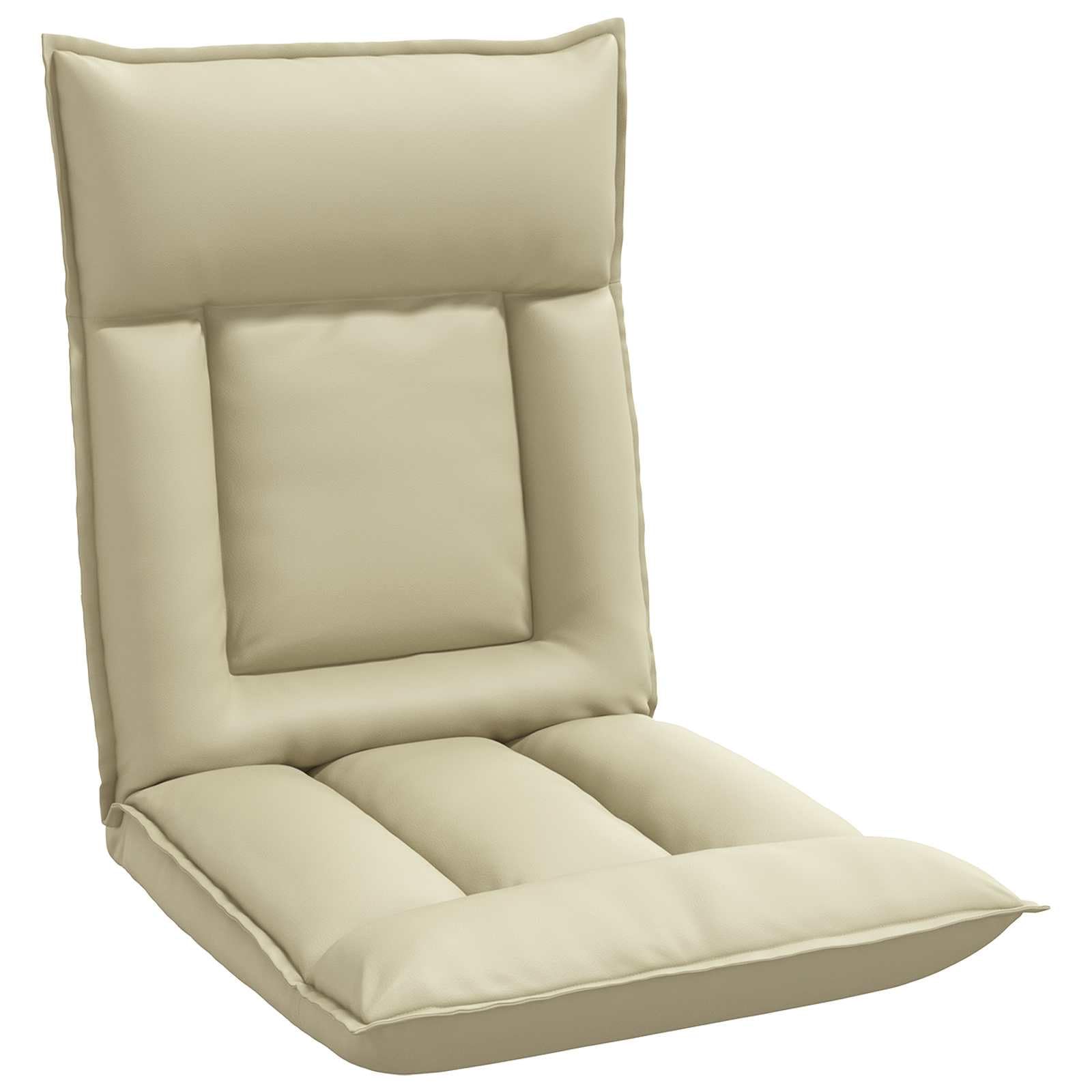 vidaXL Fauteuil de Sol Ajustable Crème Simili Cuir, Fauteuil rectangulaire Moderne, Assise Ajustable, Dossier Multi-Positions, Simili Cuir, Cadre métal, Relaxant