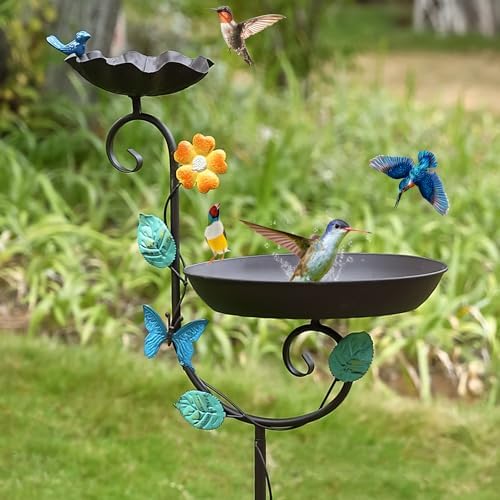 bird bath with bird feeder combo that will transform your garden 5 Free Standing Bird Baths for Outdoors, 58" H Decorative Bird Bath Feeder Combo with Metal Stake, Upgraded 5 Spikes Detachable Antique Birdbaths for Garden Patio Yard Lawn