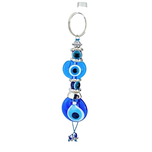 Evil Eye Keychains Soft Colors Bag Charm Glass Eye Amulet (Light Blue)