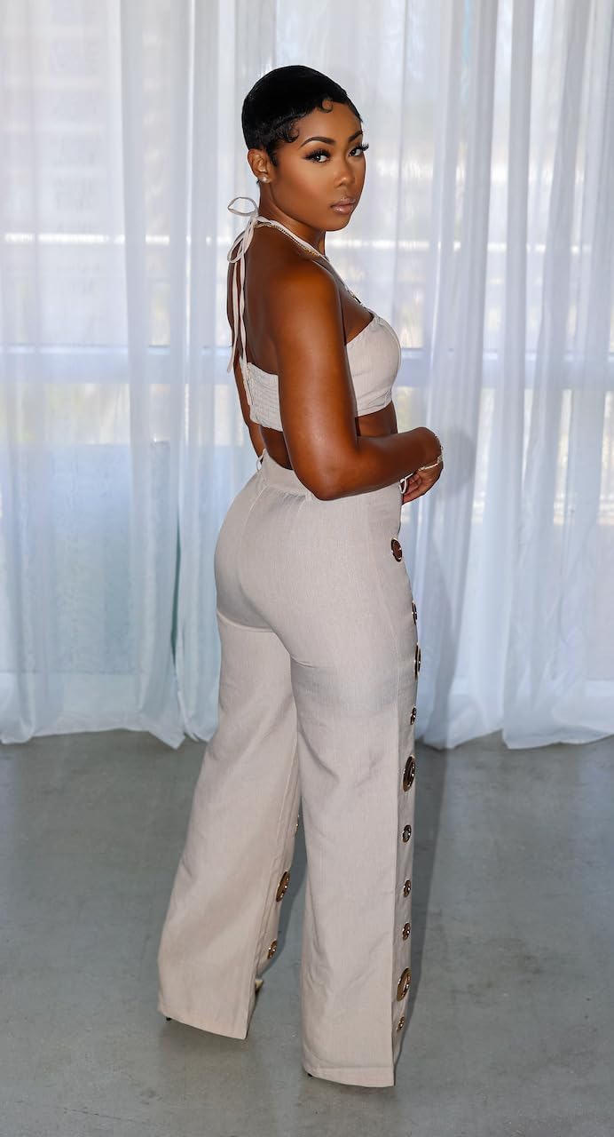 Womens Sexy Hollow Out 2 Piece Outfit Crop Tops Pants Sets Bodycon Jumpsuits Outfits - Image 6