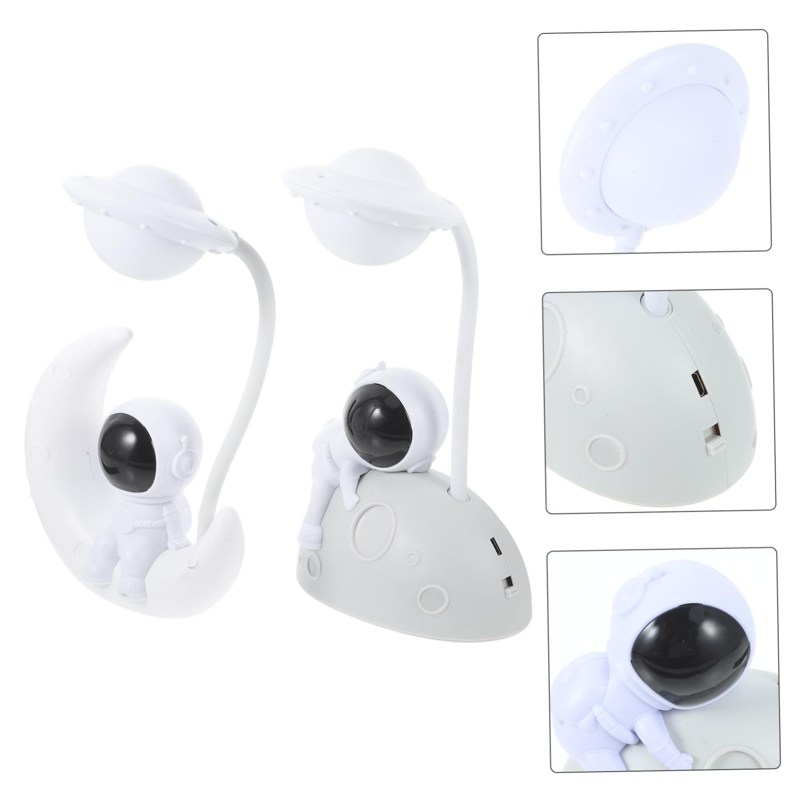 Uonlytech 2 Juegos de Lámparas Nocturnas USB Forma de Astronauta, Luz LED Cálida de Plástico para Dormitorio y Fiestas, Adornos Prácticos para Niños