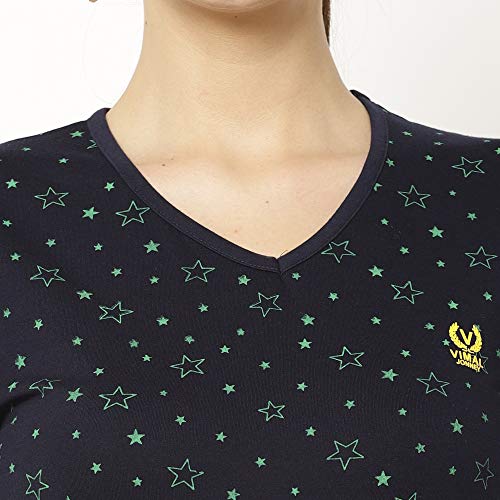 Image of Mack Jonney Cotton Blend V Neck Half Sleeve T-Shirt for Women Regular Fit (Pack of 2)