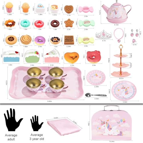 Image of Tea Party Set for Little Girls, 49PCS Princess Tea Time Toys Including Tea Set Dessert Carrying Case, Toddler Girl Toys Kids Kitchen Pretend Playset, 3 - 8 Year Old Girl Birthday Children's Day Gifts