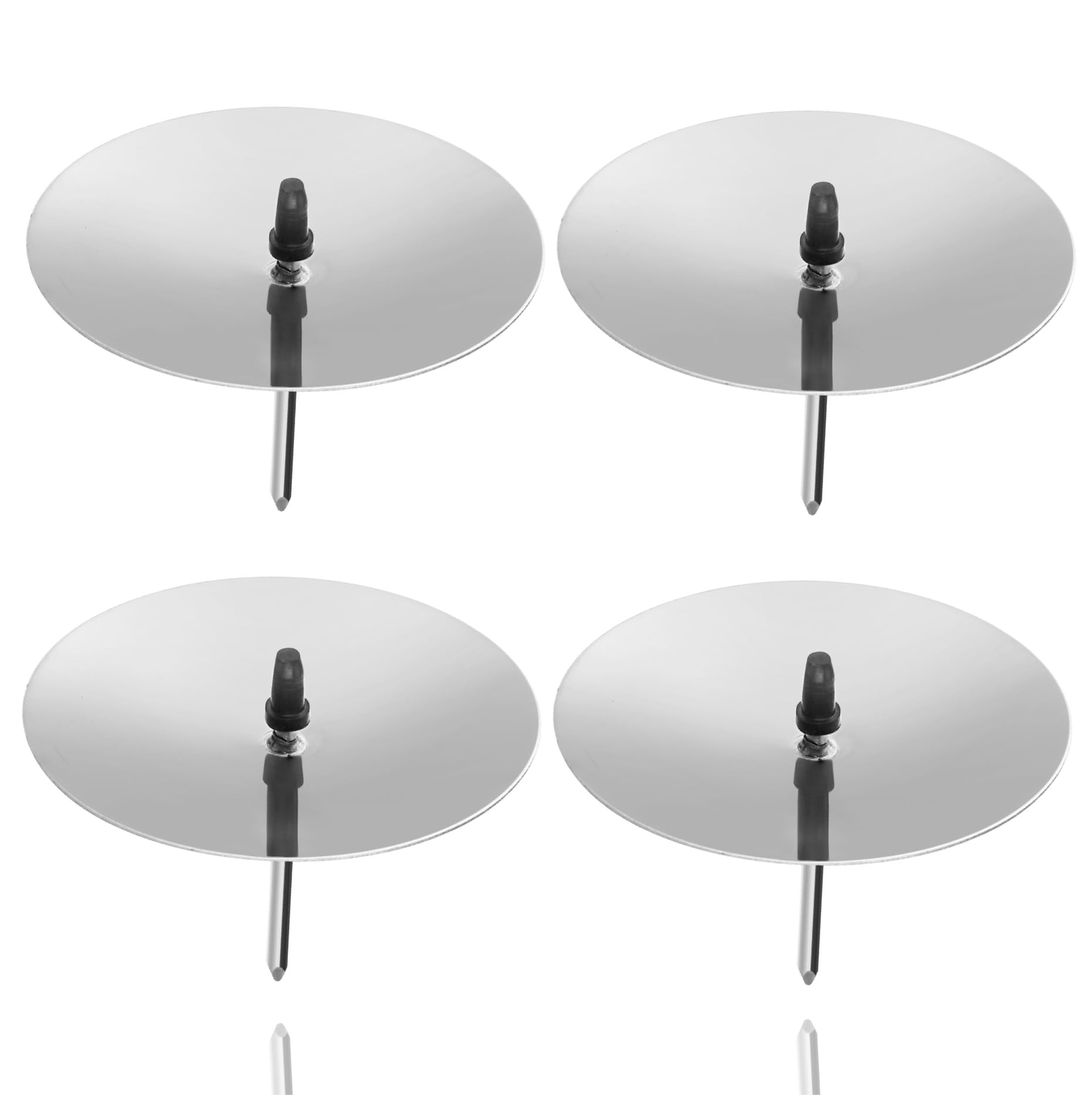 Happymas Silver 4 X Advent Wreath Plug 5 Cm Candle Holder - Universal For Candles - Candle Plate With Spike - Candle Plug For Advent Wreath, Christmas Advent Wreath Holder With Spike (Silver)