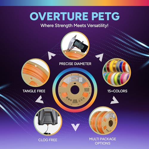 Image of OVERTURE TPU High Speed Filament 1.75mm Flexible 95A Roll, 3D Printer Filament, Fit Most FDM Printer(HS TPU Orange)