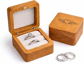 Générique Boîte à Alliances en Bois Personnalisée – Écrin Mariage Carré Aimanté avec Velours Blanc – Porte Alliances Gravé Prénoms et Date – 2 Bagues