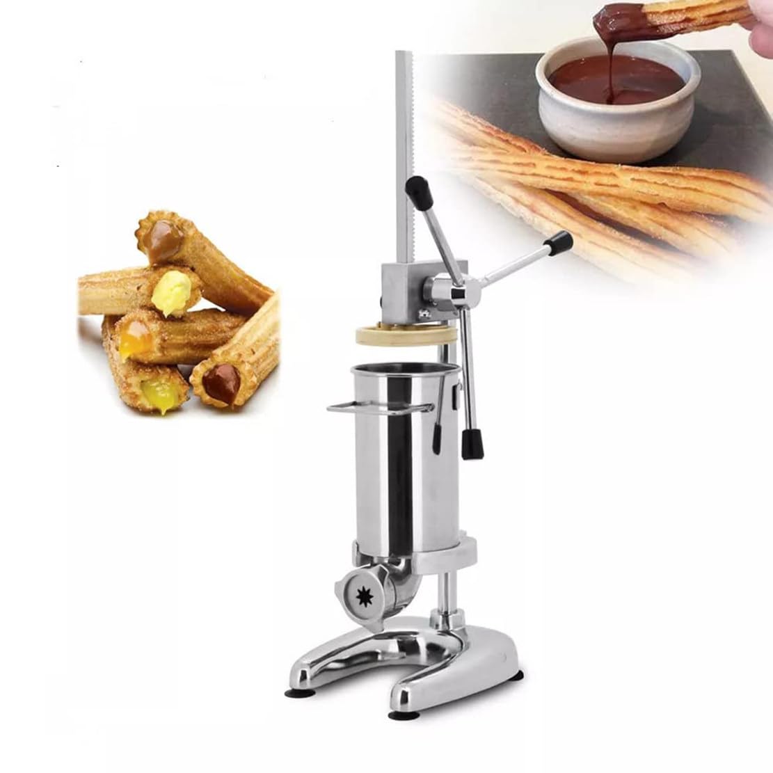 Fabricante De Churros Comercial | Fabricante De Donas Españolas | Churro Mahine Vertical De Acero Inoxidable con Control Manual, para Restaurantes Caseros Cafeterías Panaderías 2L