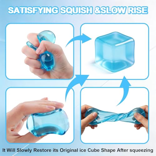 Image of Cube Squishy Stress Relief Toys, Clear Sensory Fidget Toys for Anxiety & ADHD, Soft Slow Rising Squeeze Toys for Desk Office, Cool Gadgets Gifts for Teens and Adults