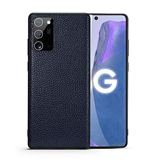 JDDRCASE Äkta läder Litchi Grain Soft TPU Edge Stötsäker Protective Bak Skal till Samsung Galaxy Note 20 Ultra (Color : Blue)