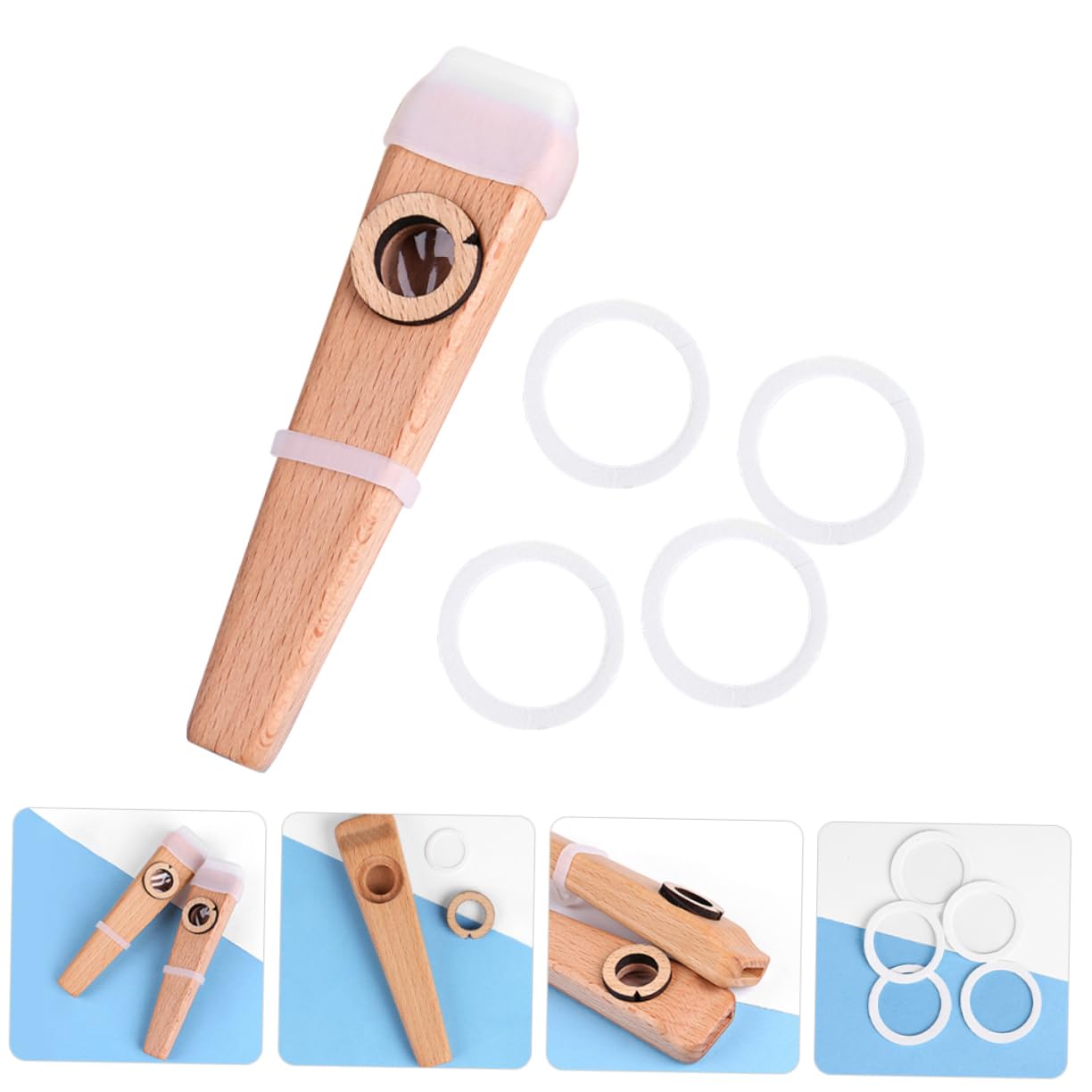 iplusmile Kazoo de Madera Profesional para Adultos Instrumento Musical Portátil con Resonancia Fuerte Acompañamiento para Guitarra Ukelele y Violín