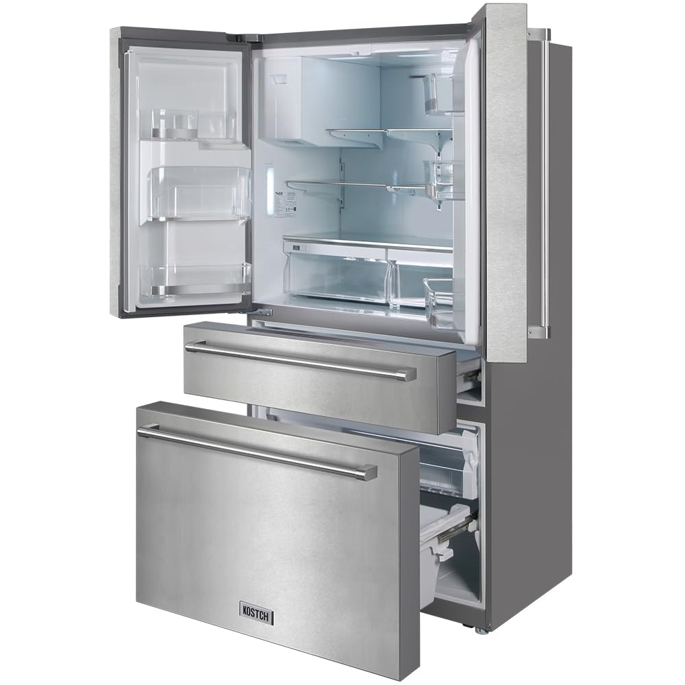 KOSTCH 21.6 Cu.Ft French Door Refrigerator with Ice/Water Dispenser, Stainless Steel, Energy Star Certified — FIN-0014522 | Fridge.com