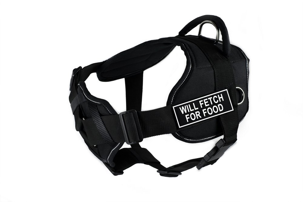 Dean & Tyler32 to 42-Inch Will Fetch for Food Fun Harness with Padded Chest Piece, Large, Black