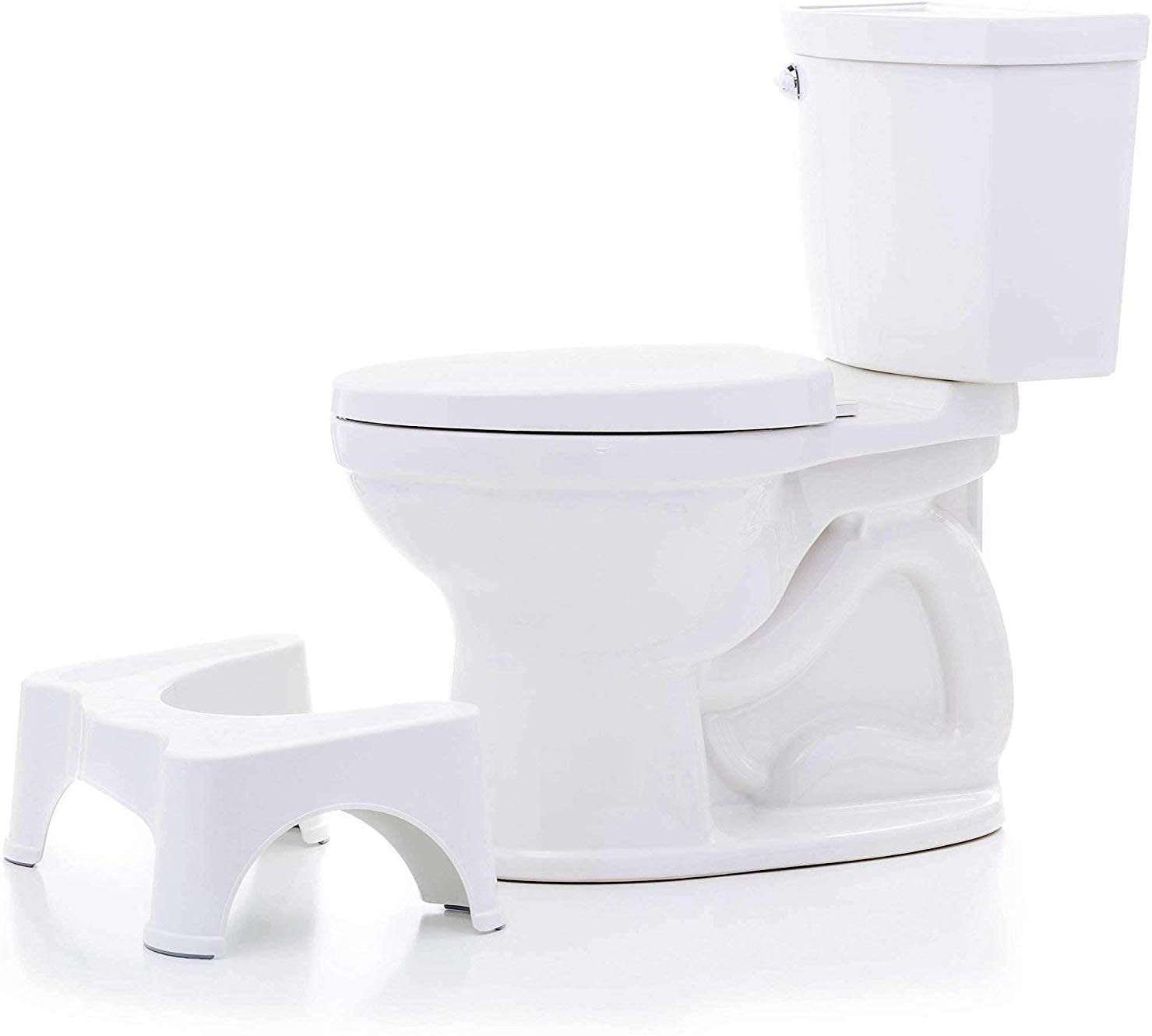CARTZEYE Plastic Squat Potty Anti-Slip Step Stool for Western Toilet Bathroom Scientific Angle, Anti-Constipation (White) 1