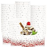 Whaline 50Pcs Valentine Treat Snack Cups 8oz Red Pink Heart Ice Cream Bowl Valentine Hearts Disposable Paper Bowls for Hot or Cold Food Party Supplies