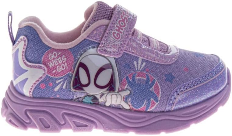 Marvel Spider-Gwen Girls Light-Up Sneakers Ghost Spider LED Running Shoes for Girls Size 6-10 Toddler 11-12 Little Kid