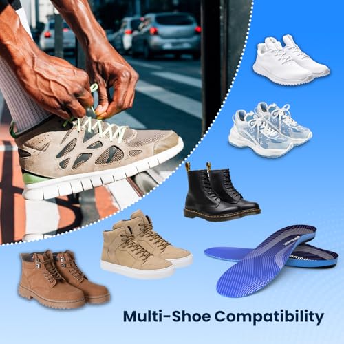 Image of High Arch Support Inserts for Plantar Fasciitis -Bukihome Flat Feet Insoles for Men & Women, 220 lbs Heavy Duty Orthotic Shoe Inserts for Standing, Walking,Working-Size M