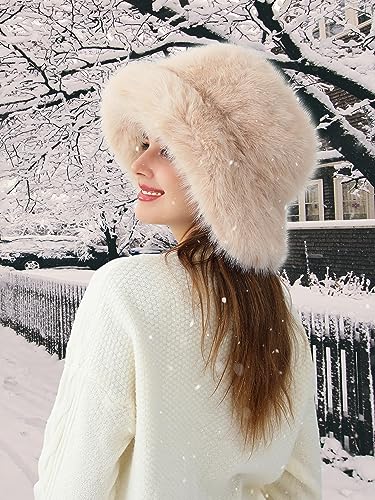 Gorro de invierno tipo bucket con piel sintética para mujer miniatura 5