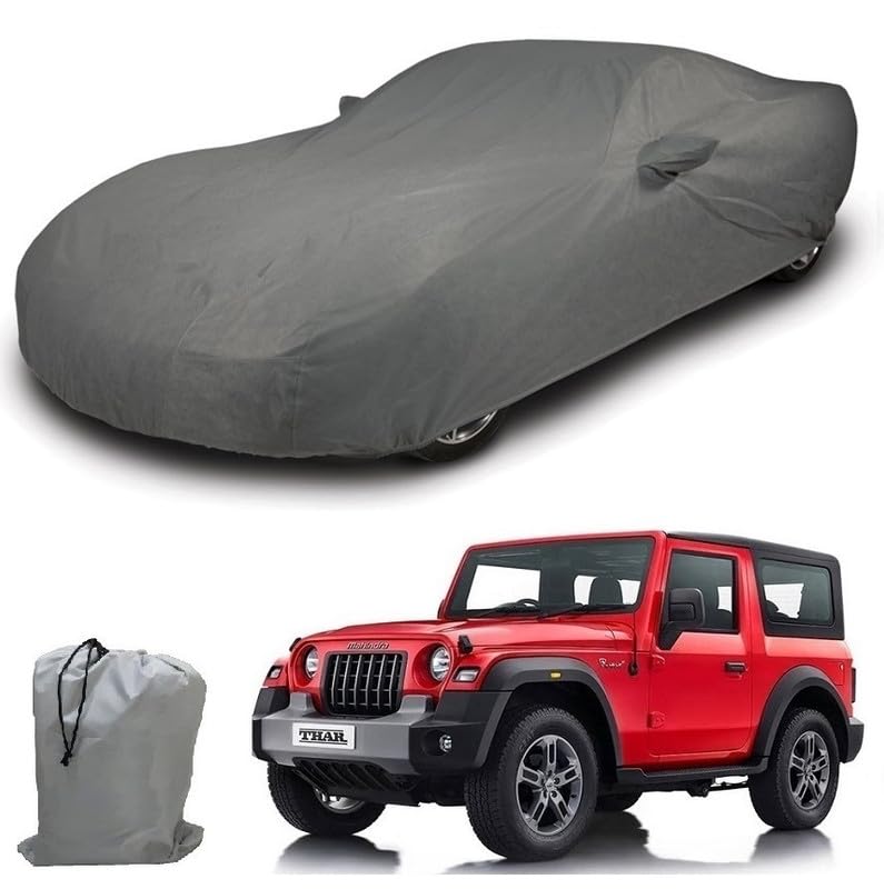 Image of ARCUATE Triple Layer Custom fit Car Body Cover for Mahindra Thar 3 Door |Top Layer Dustrproof | Middle Layer Waterproof | Bottom Layer Scratch Protection | Outdoor Indoor Fabric