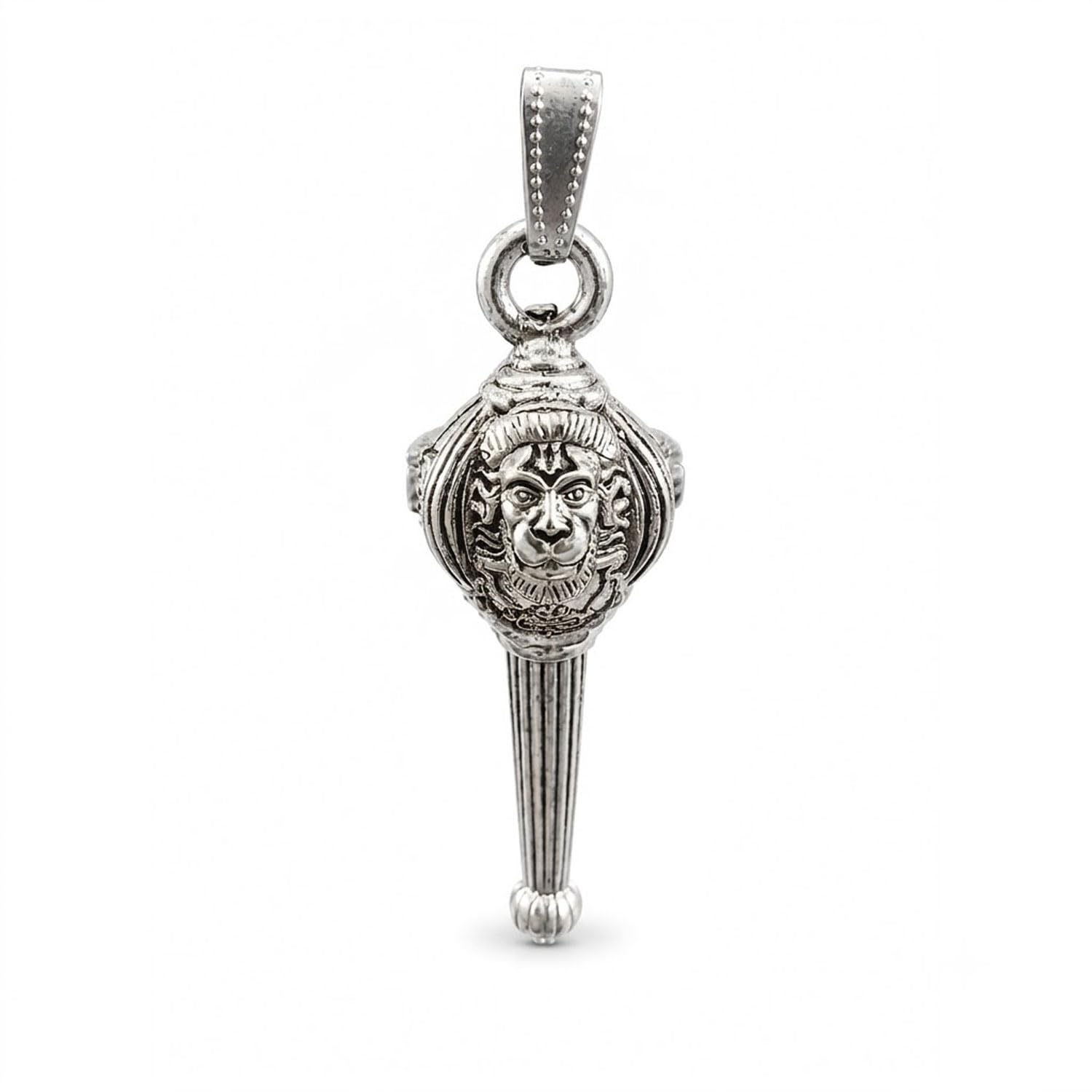 vama FASHIONS Silver Plated Stainless Steel Lord Barjanbali Gada Pendent Keychain Hanuman Design Locket With Jai Sri Ram Spiritual Religious Jewelry Gift For Men & Boys-picture-32