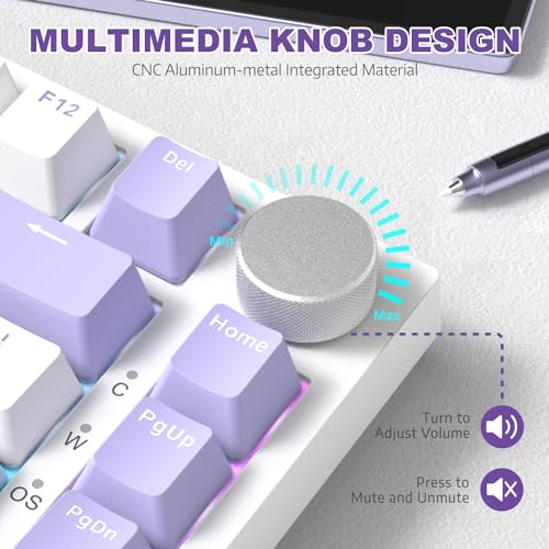 Image of ATTACK SHARK Ajazz Hot Swappable Mechanical Keyboard,75% TKL RGB Backlit Wired Gaming Keyboard with Knob Control,Poron Foam,Silicon Pad,Gasket,NKRO,PBT Keycaps for Win /Mac,Sea Salt Linear Switch