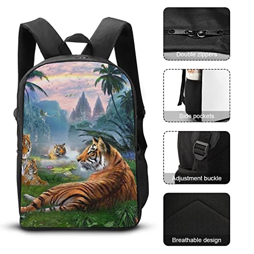 Mochila escolar unisex tigre 3D juvenil con compartimento para libros 7